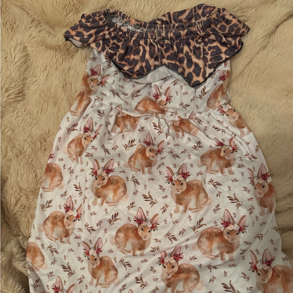 Cute Bunny Print Easter Dress